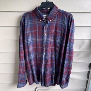 Barbour Shirt Mens Large Red Button Down‎ Flannel Tailored Fit Plaid Casual